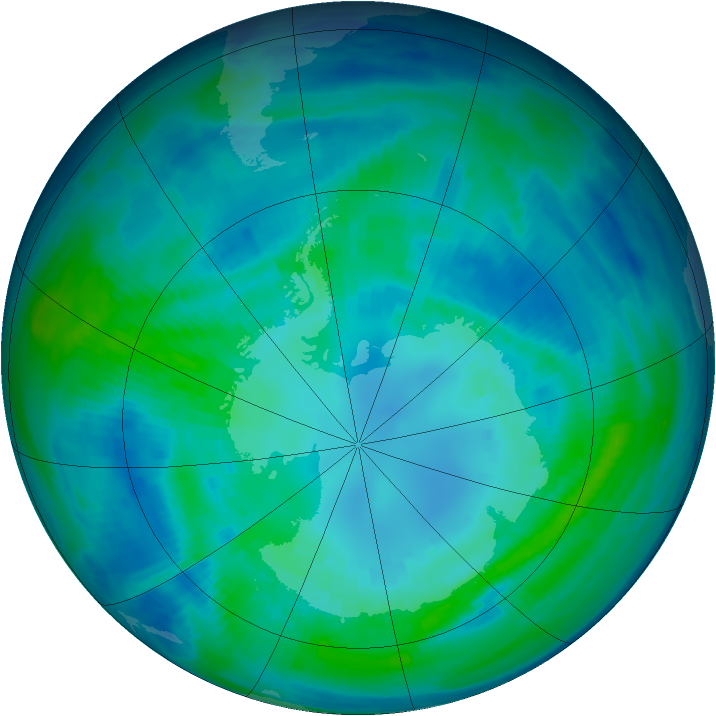 Antarctic ozone map for 14 April 1998